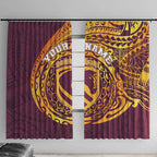 Personalized Brisbane Broncos Window Curtain Polynesian Tribal Chest and Sleeve Tattoo