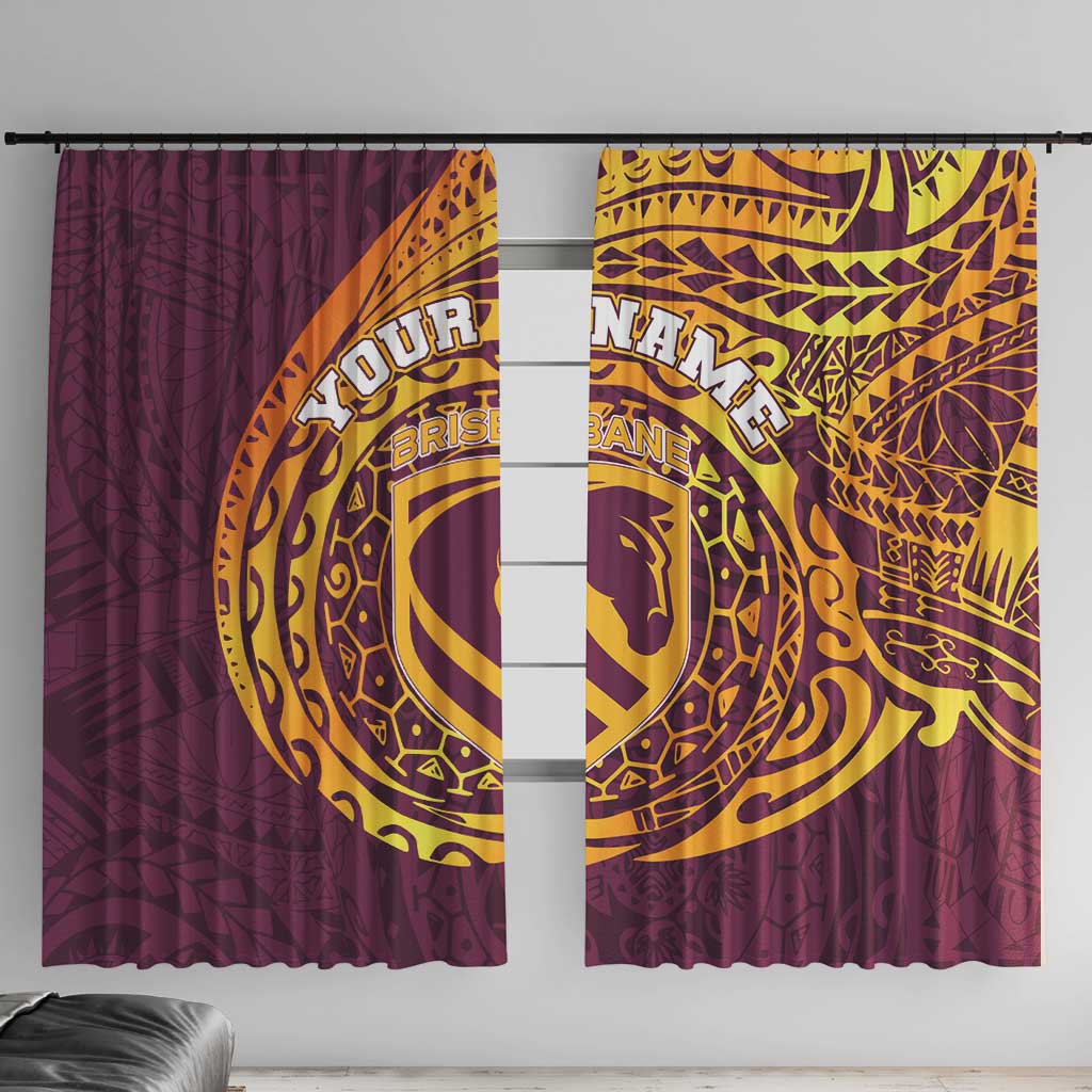 Personalized Brisbane Broncos Window Curtain Polynesian Tribal Chest and Sleeve Tattoo
