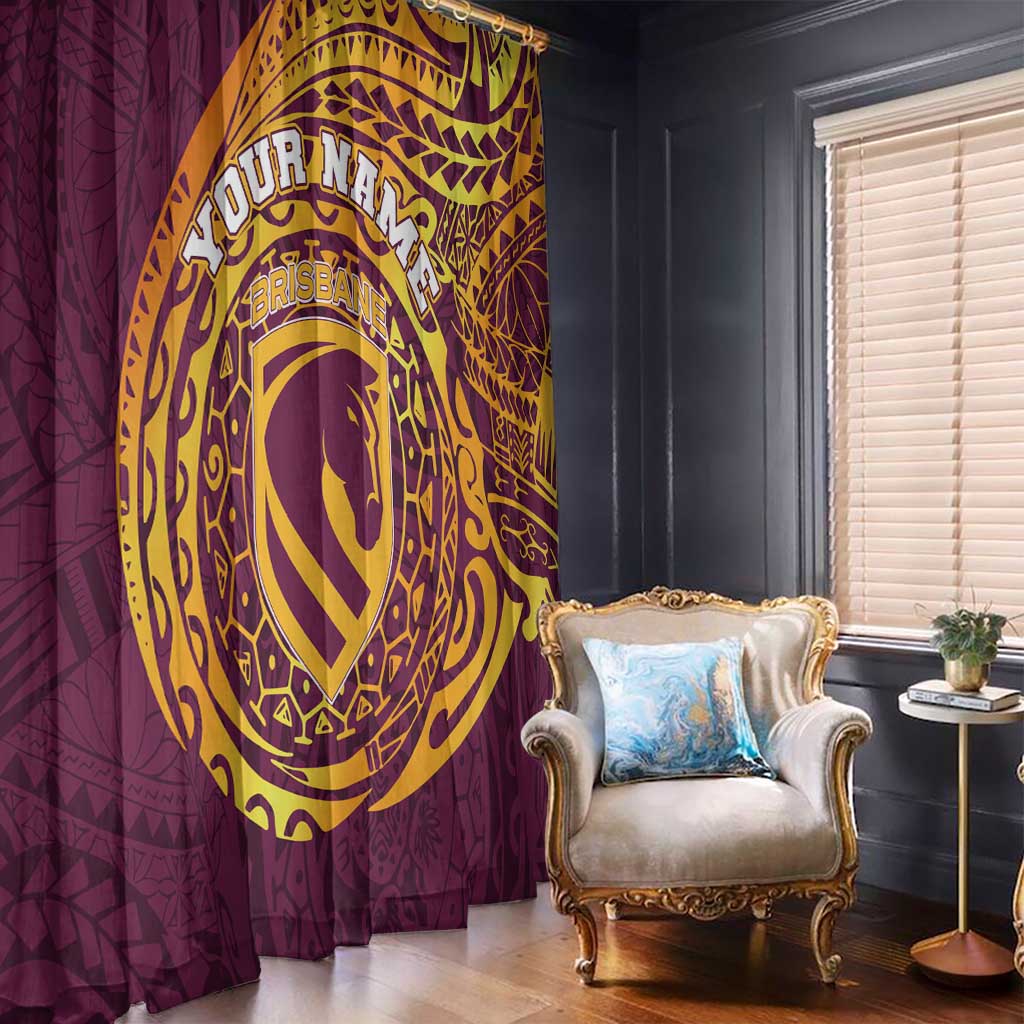 Personalized Brisbane Broncos Window Curtain Polynesian Tribal Chest and Sleeve Tattoo