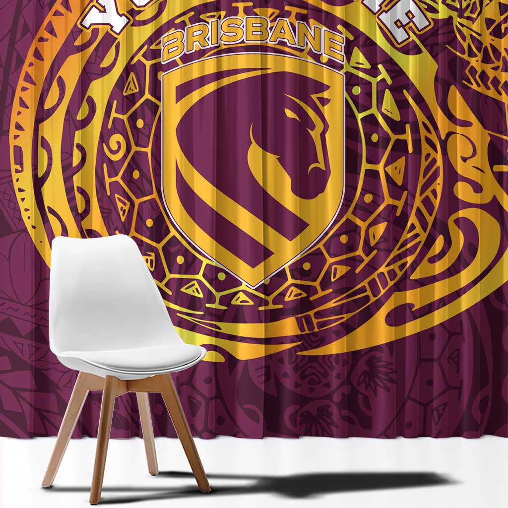 Personalized Brisbane Broncos Window Curtain Polynesian Tribal Chest and Sleeve Tattoo