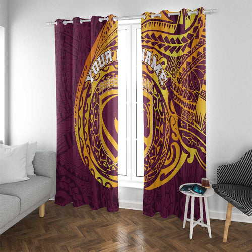 Personalized Brisbane Broncos Window Curtain Polynesian Tribal Chest and Sleeve Tattoo