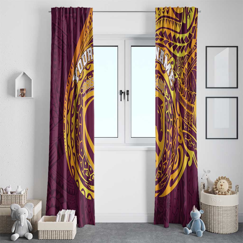 Personalized Brisbane Broncos Window Curtain Polynesian Tribal Chest and Sleeve Tattoo
