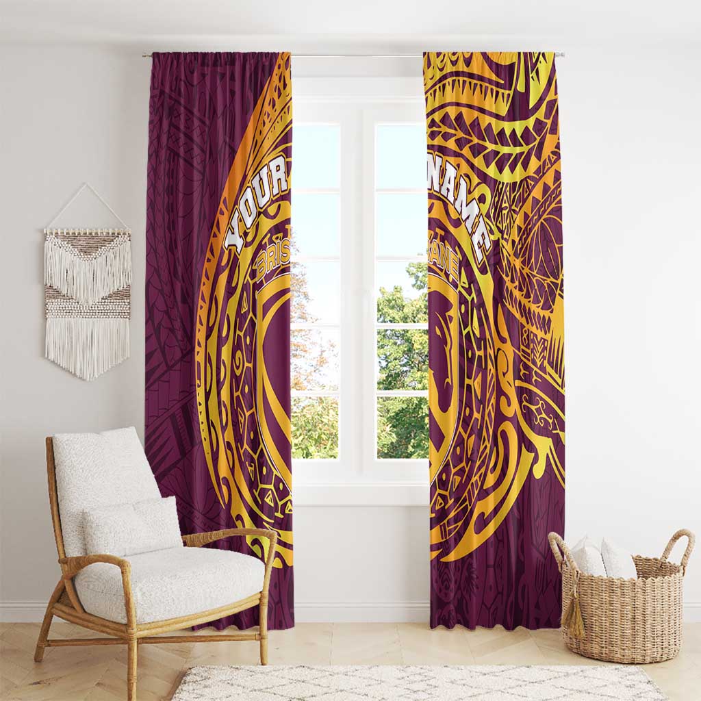 Personalized Brisbane Broncos Window Curtain Polynesian Tribal Chest and Sleeve Tattoo