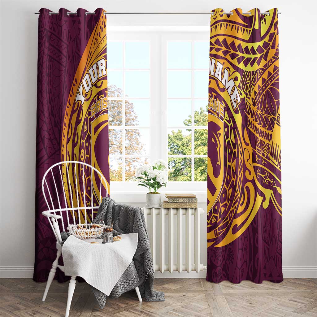 Personalized Brisbane Broncos Window Curtain Polynesian Tribal Chest and Sleeve Tattoo