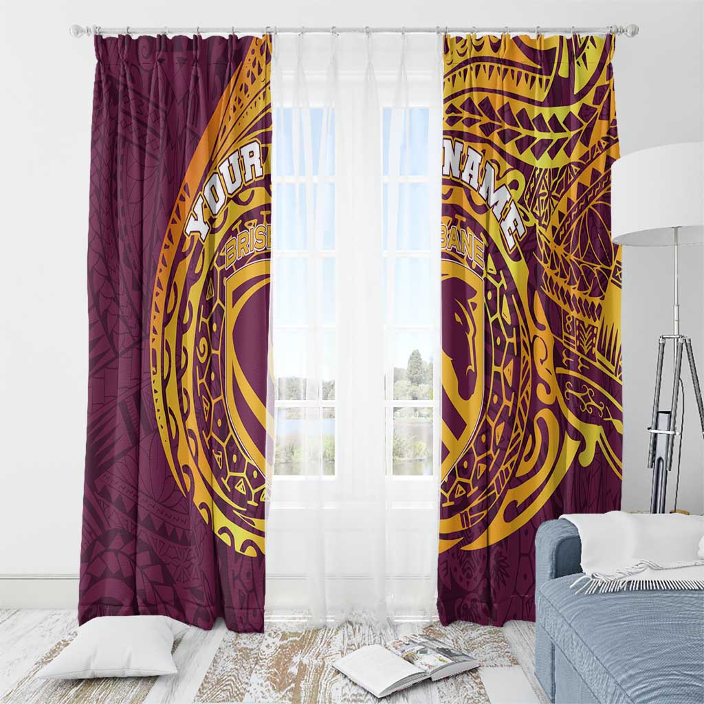 Personalized Brisbane Broncos Window Curtain Polynesian Tribal Chest and Sleeve Tattoo