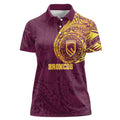 Personalized Brisbane Broncos Women Polo Shirt Polynesian Tribal Chest and Sleeve Tattoo