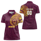 Personalized Brisbane Broncos Women Polo Shirt Polynesian Tribal Chest and Sleeve Tattoo
