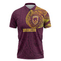 Personalized Brisbane Broncos Zipper Polo Shirt Polynesian Tribal Chest and Sleeve Tattoo
