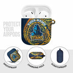 Personalized Gold Coast Titans AirPods Case Polynesian Tribal Chest and Sleeve Tattoo