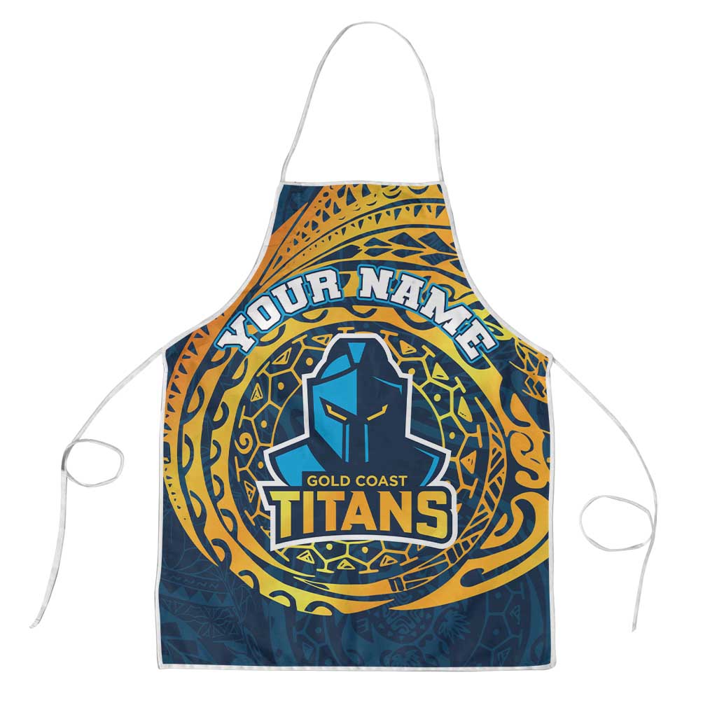 Personalized Gold Coast Titans Apron Polynesian Tribal Chest and Sleeve Tattoo