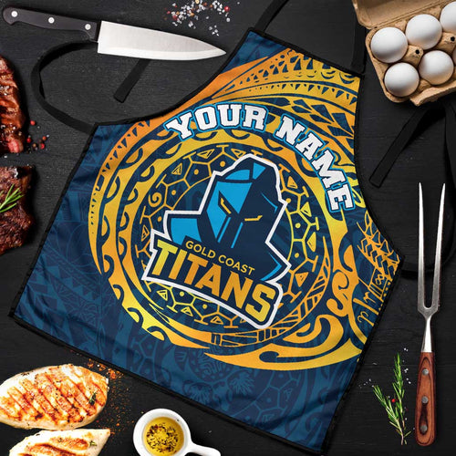 Personalized Gold Coast Titans Apron Polynesian Tribal Chest and Sleeve Tattoo