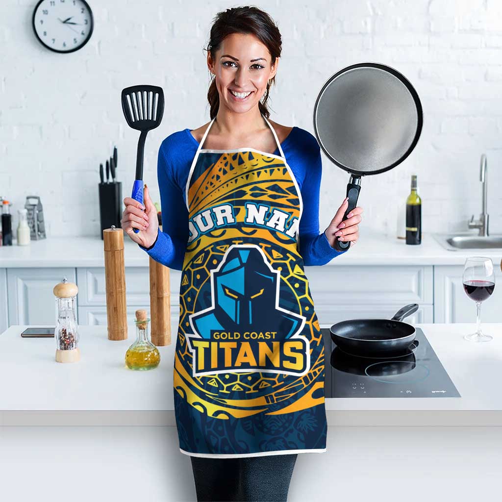 Personalized Gold Coast Titans Apron Polynesian Tribal Chest and Sleeve Tattoo
