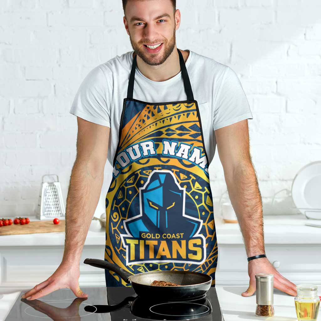 Personalized Gold Coast Titans Apron Polynesian Tribal Chest and Sleeve Tattoo