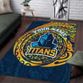 Personalized Gold Coast Titans Area Rug Polynesian Tribal Chest and Sleeve Tattoo