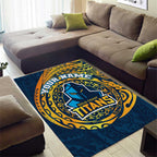 Personalized Gold Coast Titans Area Rug Polynesian Tribal Chest and Sleeve Tattoo