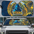 Personalized Gold Coast Titans Auto Sun Shade Polynesian Tribal Chest and Sleeve Tattoo