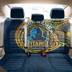 Personalized Gold Coast Titans Back Car Seat Cover Polynesian Tribal Chest and Sleeve Tattoo
