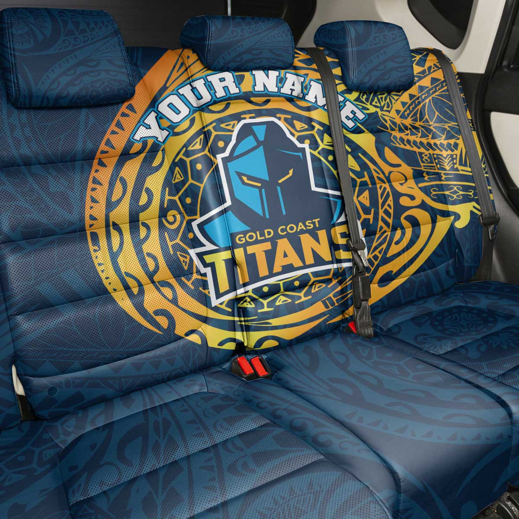 Personalized Gold Coast Titans Back Car Seat Cover Polynesian Tribal Chest and Sleeve Tattoo