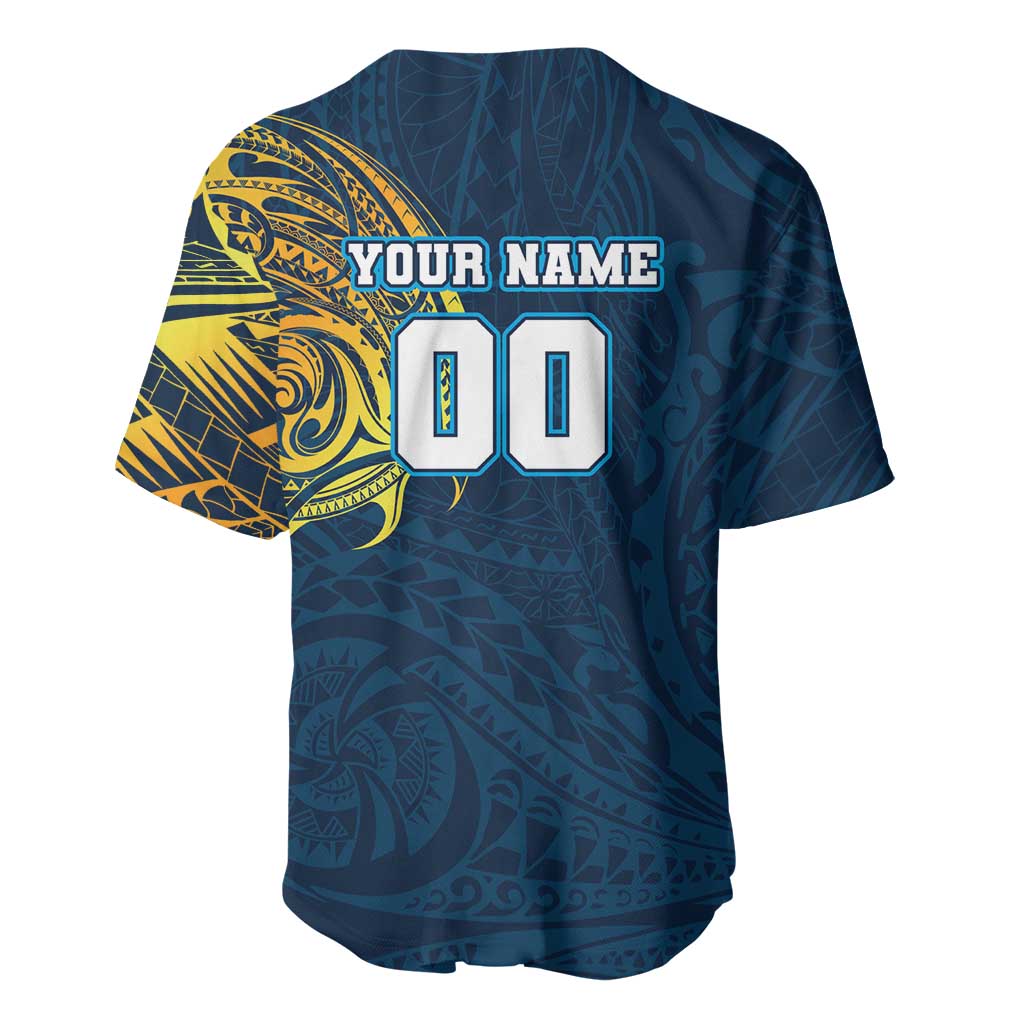 Personalized Gold Coast Titans Baseball Jersey Polynesian Tribal Chest and Sleeve Tattoo