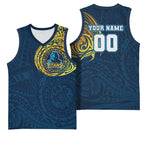 Personalized Gold Coast Titans Basketball Jersey Polynesian Tribal Chest and Sleeve Tattoo