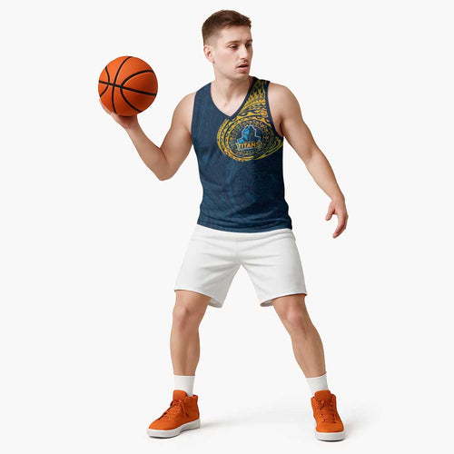 Personalized Gold Coast Titans Basketball Jersey Polynesian Tribal Chest and Sleeve Tattoo