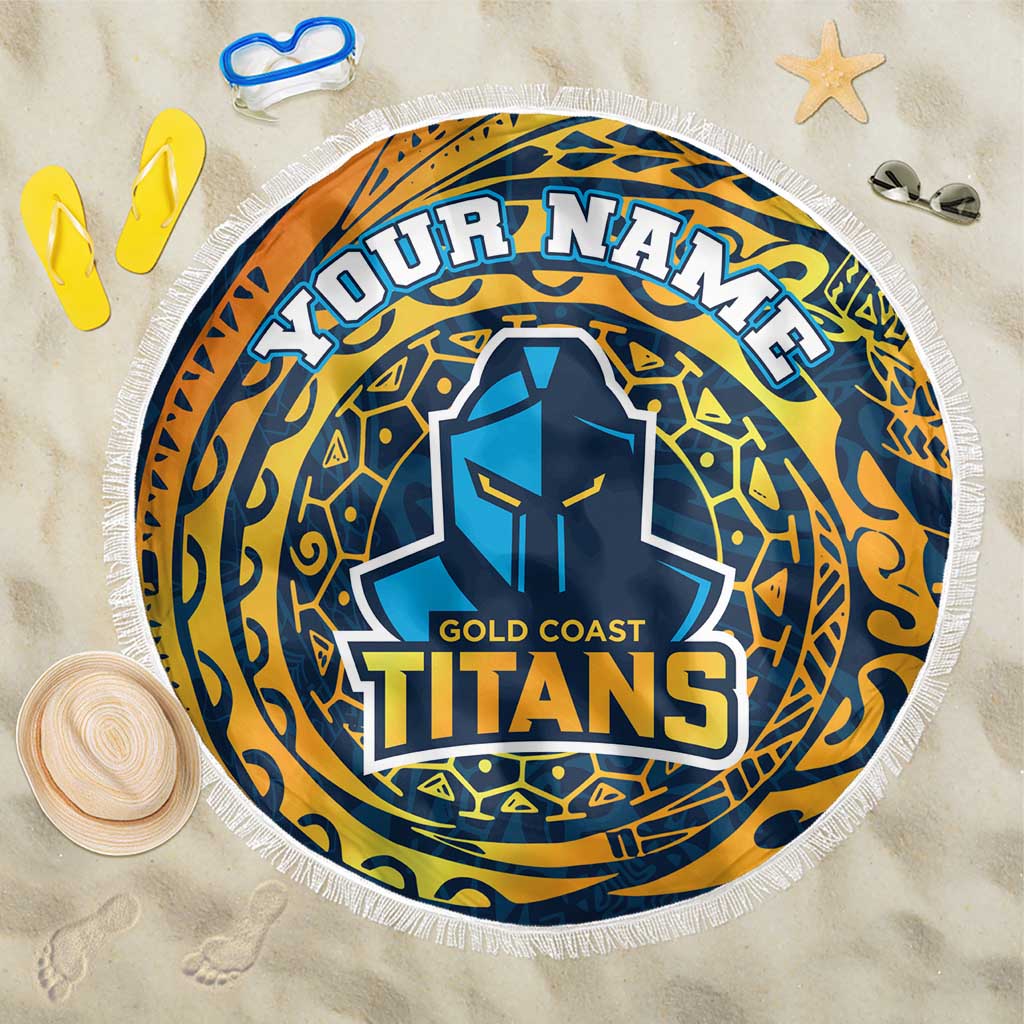 Personalized Gold Coast Titans Beach Blanket Polynesian Tribal Chest and Sleeve Tattoo