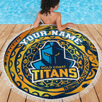 Personalized Gold Coast Titans Beach Blanket Polynesian Tribal Chest and Sleeve Tattoo