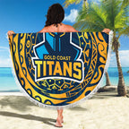 Personalized Gold Coast Titans Beach Blanket Polynesian Tribal Chest and Sleeve Tattoo