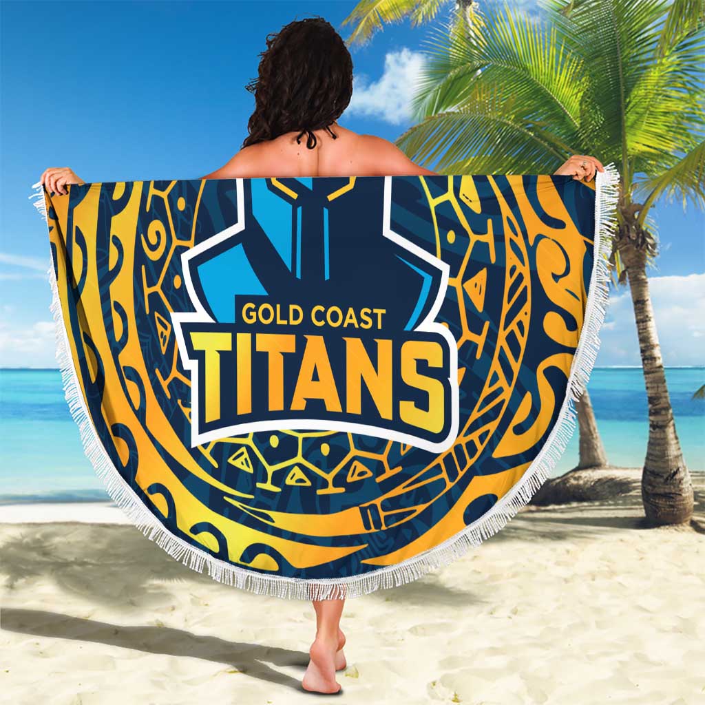 Personalized Gold Coast Titans Beach Blanket Polynesian Tribal Chest and Sleeve Tattoo
