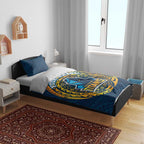 Personalized Gold Coast Titans Bedding Set Polynesian Tribal Chest and Sleeve Tattoo