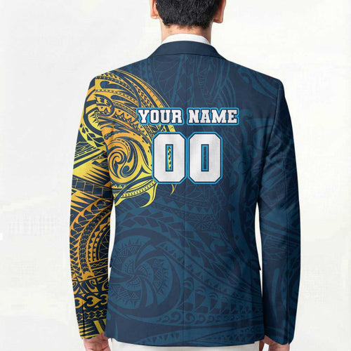 Personalized Gold Coast Titans Blazer Polynesian Tribal Chest and Sleeve Tattoo