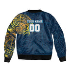 Personalized Gold Coast Titans Bomber Jacket Polynesian Tribal Chest and Sleeve Tattoo