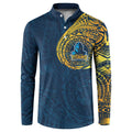 Personalized Gold Coast Titans Button Sweatshirt Polynesian Tribal Chest and Sleeve Tattoo