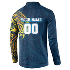 Personalized Gold Coast Titans Button Sweatshirt Polynesian Tribal Chest and Sleeve Tattoo