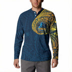 Personalized Gold Coast Titans Button Sweatshirt Polynesian Tribal Chest and Sleeve Tattoo