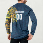 Personalized Gold Coast Titans Button Sweatshirt Polynesian Tribal Chest and Sleeve Tattoo