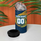 Personalized Gold Coast Titans 4 in 1 Can Cooler Tumbler Polynesian Tribal Chest and Sleeve Tattoo