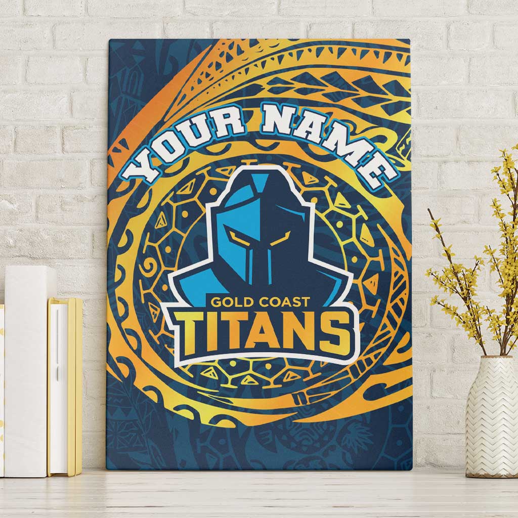Personalized Gold Coast Titans Canvas Wall Art Polynesian Tribal Chest and Sleeve Tattoo