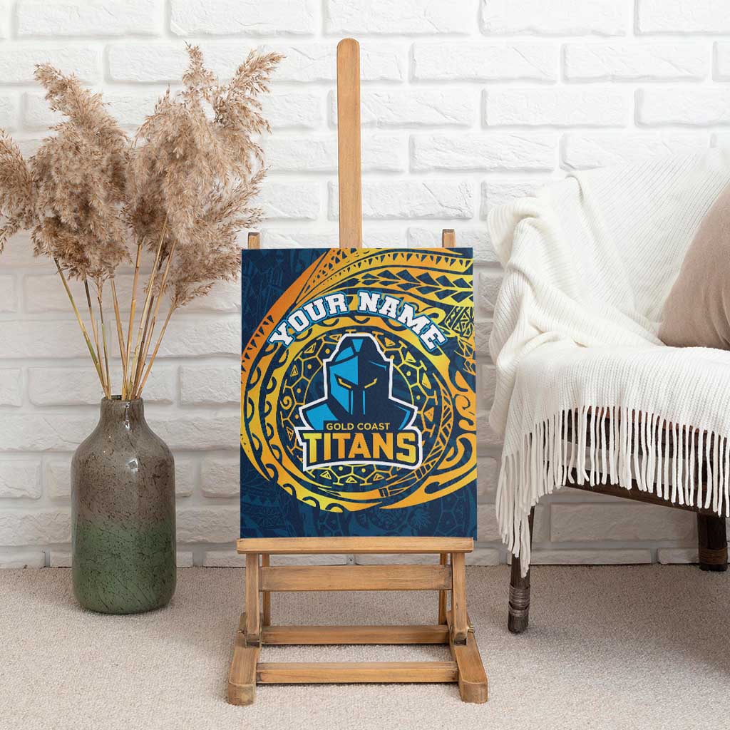 Personalized Gold Coast Titans Canvas Wall Art Polynesian Tribal Chest and Sleeve Tattoo