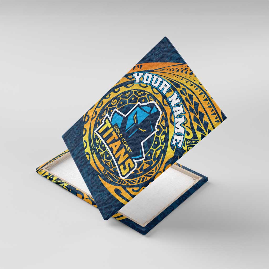 Personalized Gold Coast Titans Canvas Wall Art Polynesian Tribal Chest and Sleeve Tattoo