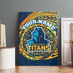 Personalized Gold Coast Titans Canvas Wall Art Polynesian Tribal Chest and Sleeve Tattoo
