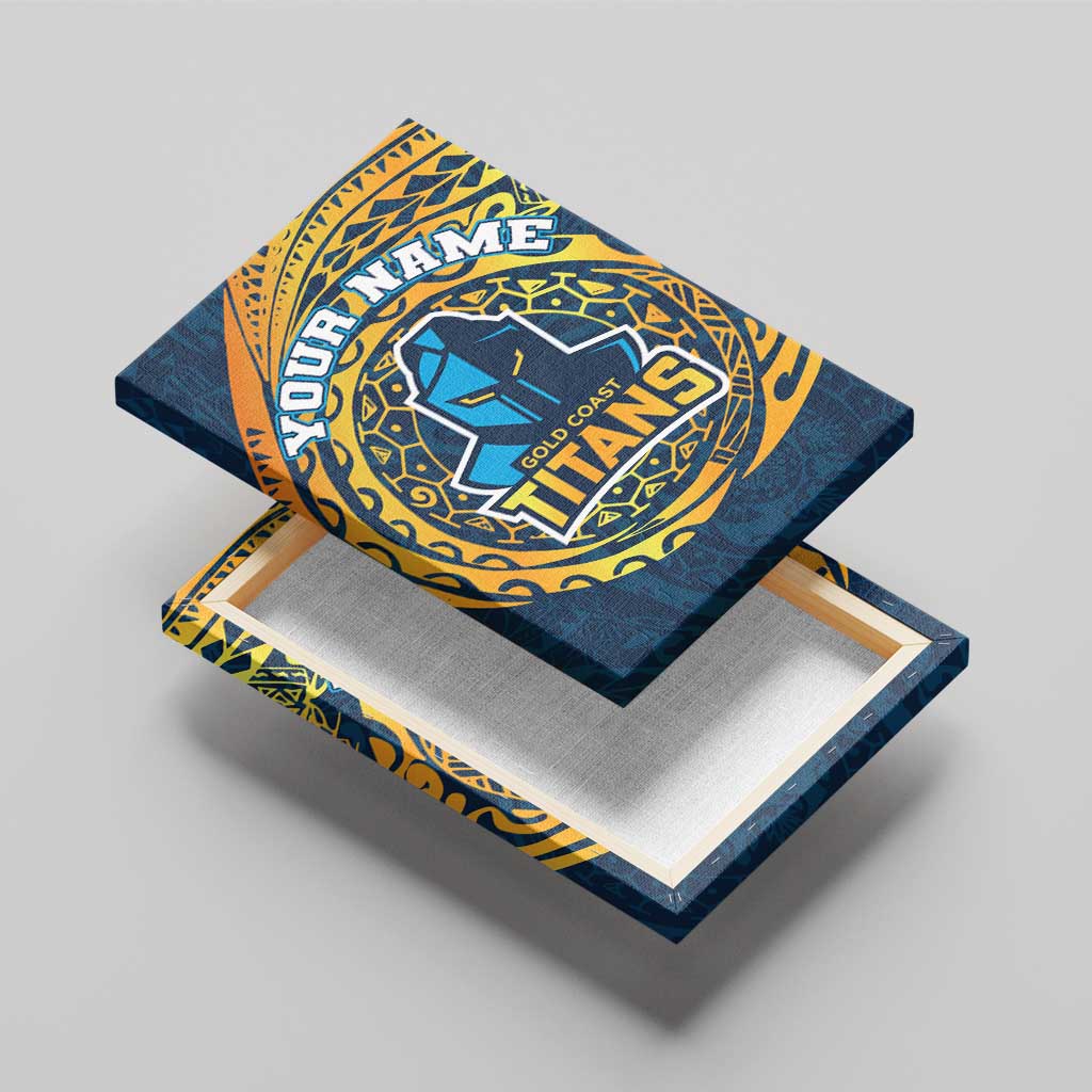 Personalized Gold Coast Titans Canvas Wall Art Polynesian Tribal Chest and Sleeve Tattoo