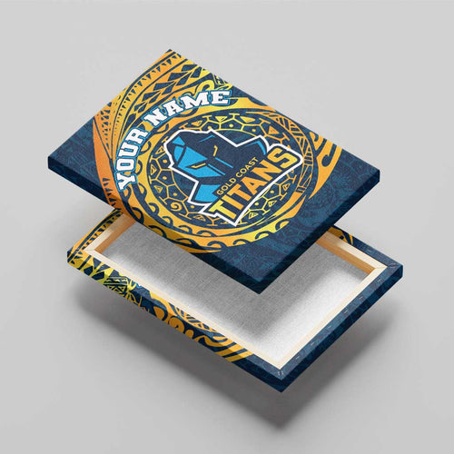 Personalized Gold Coast Titans Canvas Wall Art Polynesian Tribal Chest and Sleeve Tattoo