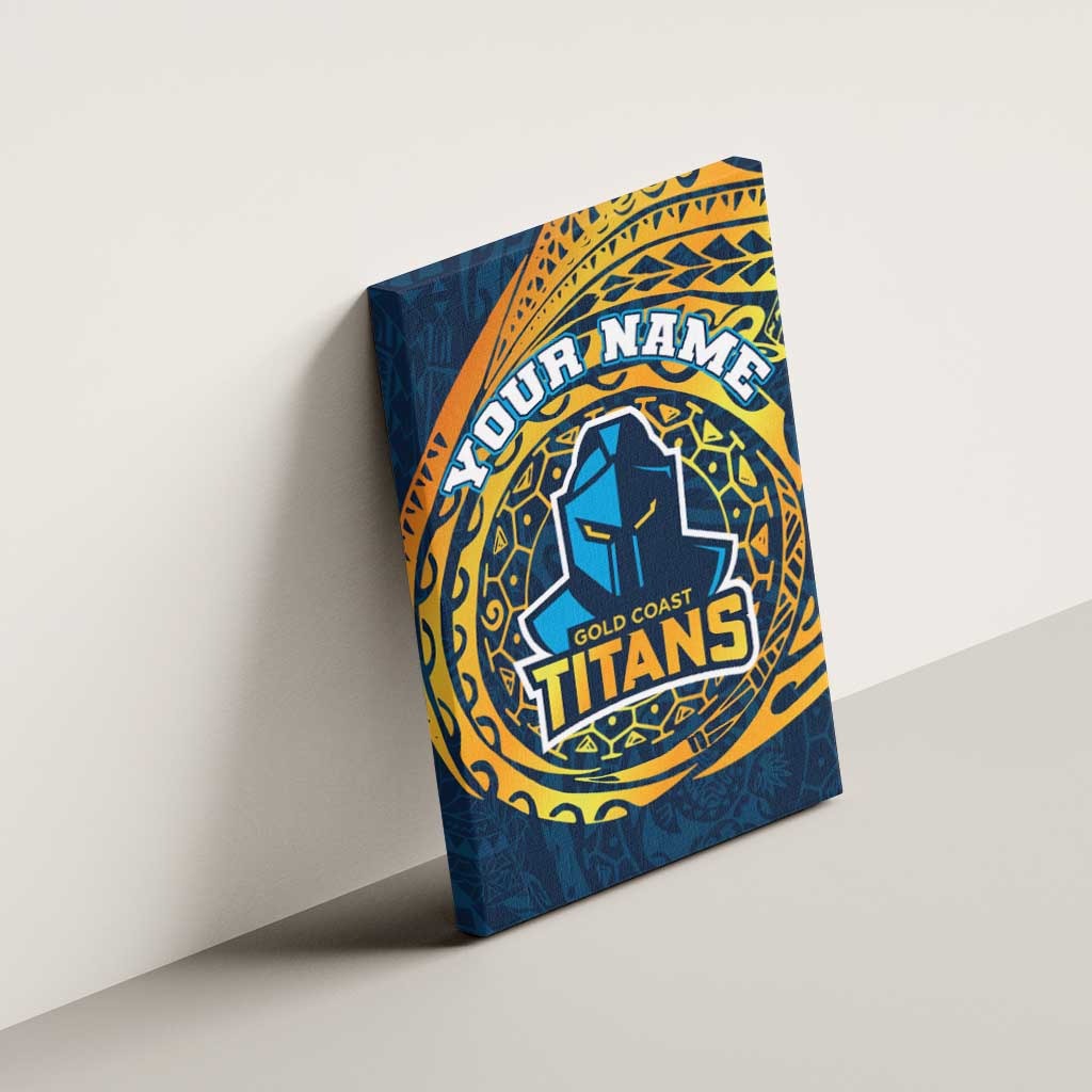 Personalized Gold Coast Titans Canvas Wall Art Polynesian Tribal Chest and Sleeve Tattoo