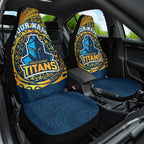 Personalized Gold Coast Titans Car Seat Cover Polynesian Tribal Chest and Sleeve Tattoo
