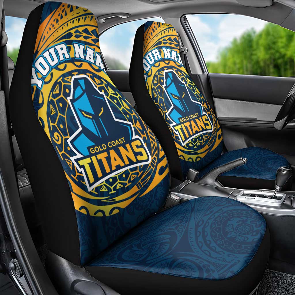 Personalized Gold Coast Titans Car Seat Cover Polynesian Tribal Chest and Sleeve Tattoo