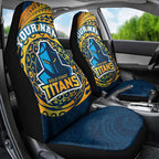 Personalized Gold Coast Titans Car Seat Cover Polynesian Tribal Chest and Sleeve Tattoo