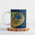 Personalized Gold Coast Titans Ceramic Mug Polynesian Tribal Chest and Sleeve Tattoo