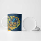Personalized Gold Coast Titans Ceramic Mug Polynesian Tribal Chest and Sleeve Tattoo