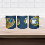 Personalized Gold Coast Titans Ceramic Mug Polynesian Tribal Chest and Sleeve Tattoo